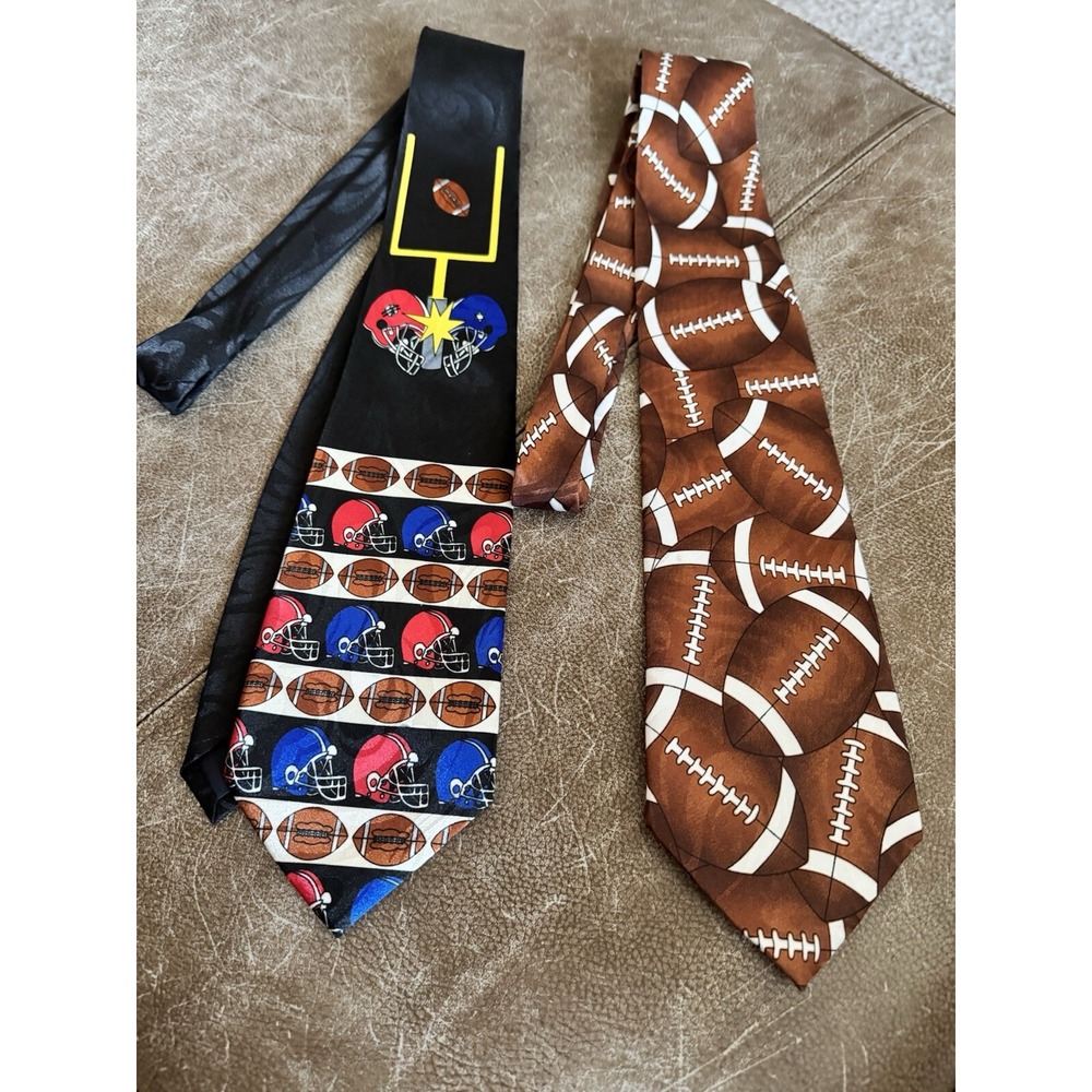 Vintage Steven Harris Mens Neck Tie Football Sport Set Of 2